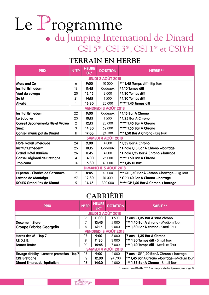 Planning CSI 5* Jumping International Dinard CSI 5*